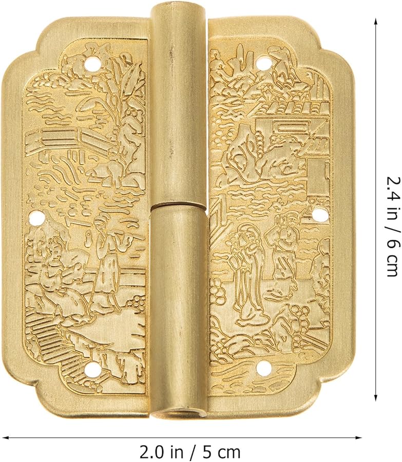 Antique Brass Cabinet Door Hinges 6x5 Cm Vintage Decorative Hinges For Wooden Box Wine Case Furniture - Image 2